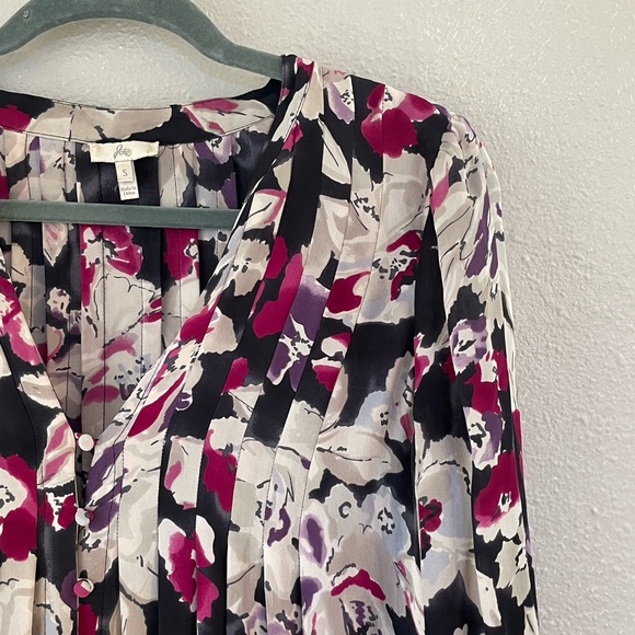 Joie Silk Floral Pleated Peasant Blouse - Picture 3 of 7